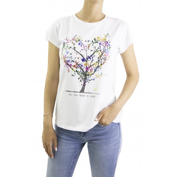 t shirt con stampa albero 
